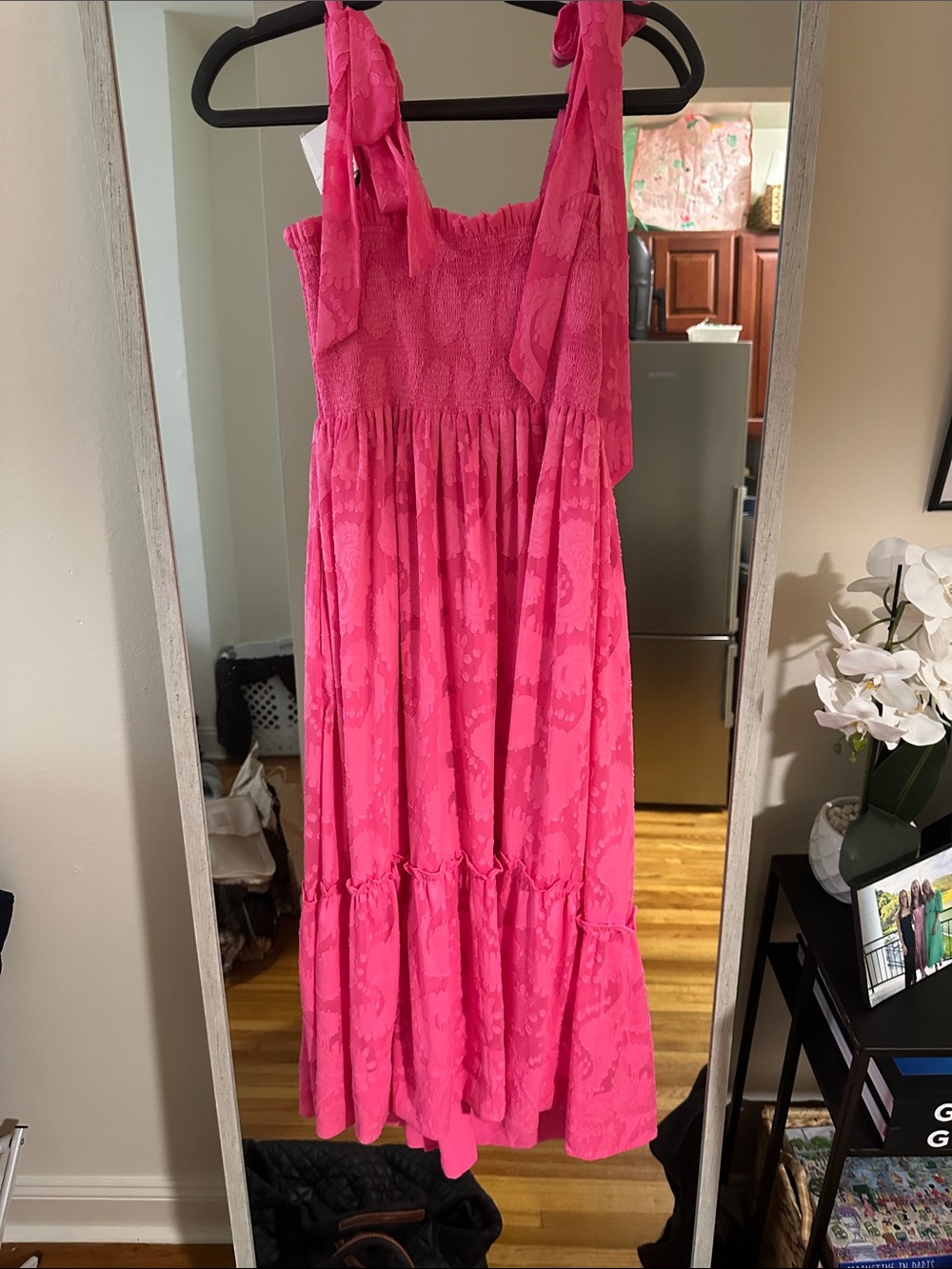 Lilly Pulitzer Bright Pink Tie-Shoulder Maxi Dress